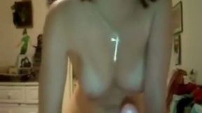 Amateur brunette teen hottie with big tits gives head