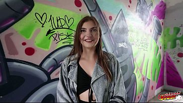 GERMAN SCOUT - Fit Teen Adriana Silk get cum in eyes after Squirt at Pickup Porn Casting