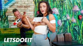 Blond babe Lana gets it on with a hunky gardener &mdash;  cheats on boyfriend at horny&#x1F975; hostel