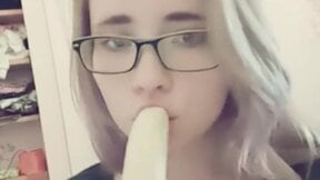 Compilation 18 year old teen sucks a banana, imagining that it is a prick