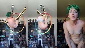 femdom aerial hoop catch you watching me and punish you telling you to splosh with food