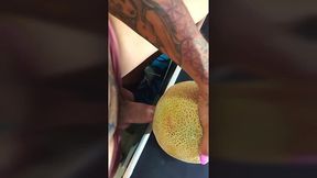 ts angelique monroe - fucking a melon and cum