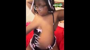 Massive ebony titties get oiled and jiggled