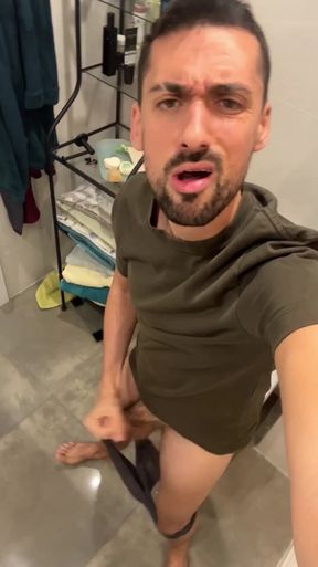 verbal daddy jerking off and busting a thick load
