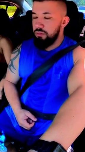 No Shame! Natzinha Flashing Her Tits in Traffic and Rubbing Herself.