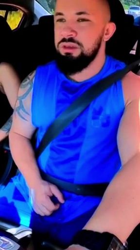 No Shame! Natzinha Flashing Her Tits in Traffic and Rubbing Herself.