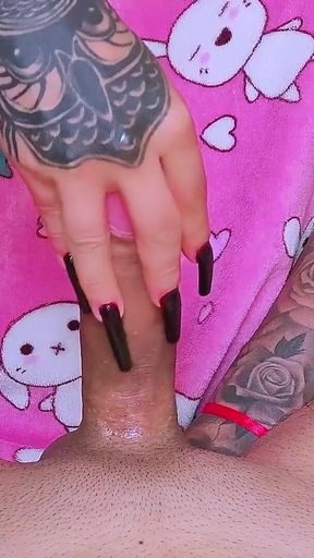 Stepmom Takes a Big Load of Cum in Sensual Handjob with Long Nails