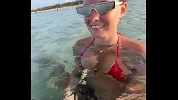 Girl in Red Bikini Stuns Everyone with Bold Beach Move