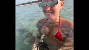 Girl in Red Bikini Stuns Everyone with Bold Beach Move