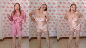 mariaold fuch huge bouncing tits by big black cock dildo, striptease and blowjob.