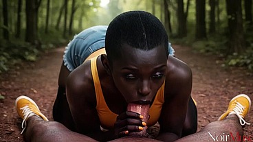 I dragged this hot black bitch into the thick woods and fucked her tight pussy deep right on the grass [Ai]