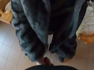 Elegant Fur-Coated Slut Fucked on a Wooden Table and Covered in Cum Twice 240- preview