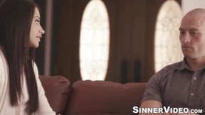 Sexy Avi Love seeks pussy comfort in her neighbors couch