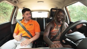 Curvy black bitch Xeinna Rose gets fucked inside and outside the car