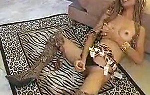 Skinny tranny jacking off & cumming