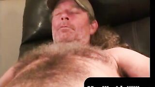 MenWorkinXXX.com - Mature lad with a hairy chest strokes his big hard dong vigorously