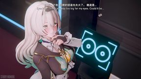 Curvy girl passes the scan with her own body