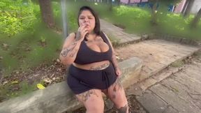 Tattooed BBW at the Park | Intense Smoke Fetish & Curvy Outdoor Tease