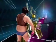 Beat Saber Mixed VR 01 part 2 of 4 playing, gaming in underwear and swimsuit