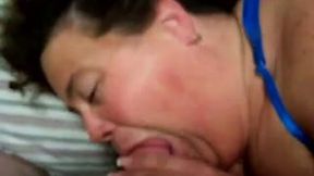 Disgusting BBW whore sucks my dick like insane nympho slut