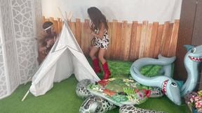 Cowboy and Indian - MYA PLEASURE & MISTY ADDAMS - lock up that cock CHASTITY HIDEF