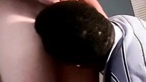 ”Chubby white gay gets his balls & shaft licked by black dude”