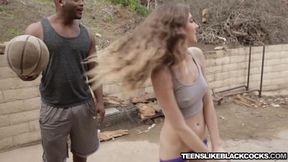 Slim teen fucked and cummed on by large black dick&#x1F346;