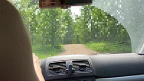 Public Sex A Red-Haired Bitch Sat On A Dick and Went For A Ride Behind The Wheel of a car
