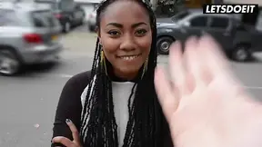 Slim, curvy Ebony Latina picks up a guy on the street and teases his cock.