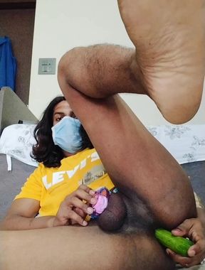 Indian crossdressers hot sissy bich fuking cucumber in ass hol