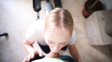 Fitness session ends with a facial from stepbrother