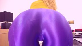 Episode 123   Lots of shiny ass in spandex pantyhose, violet tights, lots of teasing with hot ass in pantyhose, different cam positions, cum encouragement over my ass
