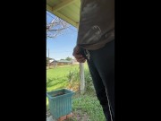 Masturbating in public outside till I ejaculate + taking a desperate public piss close to neighbors