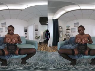 VR Porn - Afro Black Gal Zaawaadi Solo Fingering Her Ebony Vagina In Hot Underware