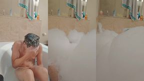 enjoying a super mega bubble bath