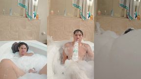 enjoying a super mega bubble bath