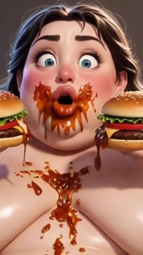 Obese Ugly Slave Covered in Food - Humiliated by Gorgeous Mistresses