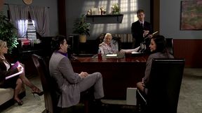 intense board meeting leads to a wild table top gang bang with audrey bitoni and frends!