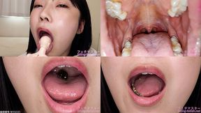 Mio Kamishiro - Showing inside cute girl's mouth, chewing gummy candys, sucking fingers, licking and sucking human doll, and chewing dried sardines mout-168 - 1080p