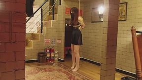 Black stockings-clad beauties bound, suspended, and tiptoeing