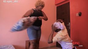 Black Ebony MILF gets banged on her employer's bed