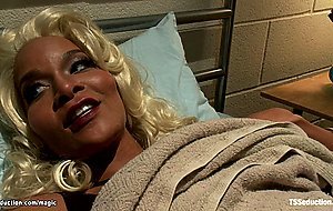 Ebony shemale fucks bound blue collar