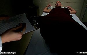 Ebony shemale fucks bound blue collar