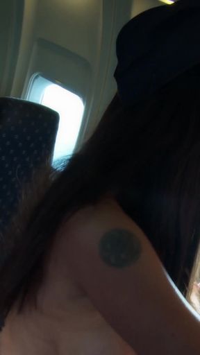 Key moment from "Naughty flight attendants having some lesbian fun on the plane"