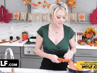 Mylf - hawt golden-haired mother I'd like to fuck gets her moist snatch stuffed with large palpitating dick on thanksgiving