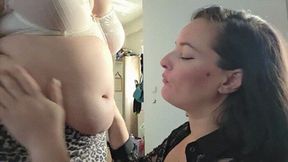 Tamara's belly button is being adored