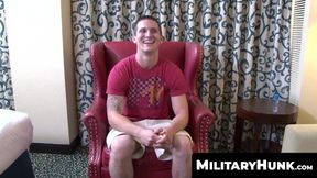 MilitaryHunk.com - Gay military man working on his throbbing cock with care