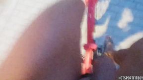 Risky public dare: Naked cyclist shows off his colossal rod