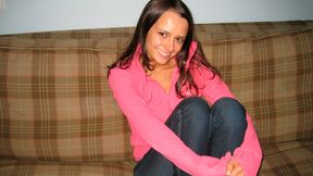 Aesthetic brunette babe Nickel is touching her little hole