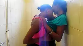 Hot Black Lesbians Playing With Eachother in Bathroom